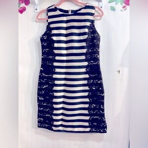 Eliza J. Elegant Black‎ and White Striped Dress Sz 8
